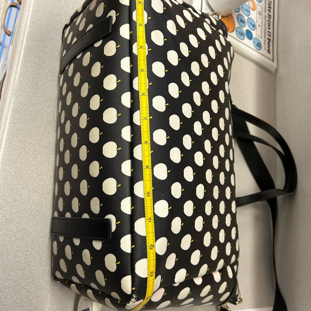 Kate Spade Black and White Polka Dot APPLE Tote and/or Diaper Bag - Picture 9 of 13